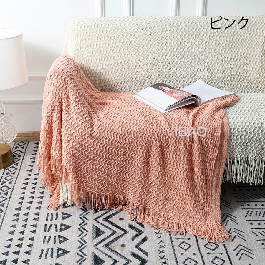 ブランケット シングル 毛布 北欧風 大判 ニットブランケット ふわふわ タッセル付き おしゃれ  冷房対策 肌掛け 膝掛け  フリンジ付き 冷え対策 お昼寝 もうふ |  | 03