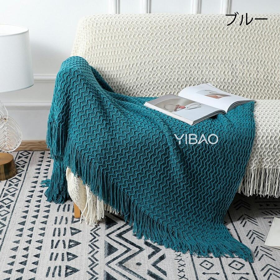 ブランケット シングル 毛布 北欧風 大判 ニットブランケット ふわふわ タッセル付き おしゃれ  冷房対策 肌掛け 膝掛け  フリンジ付き 冷え対策 お昼寝 もうふ |  | 04