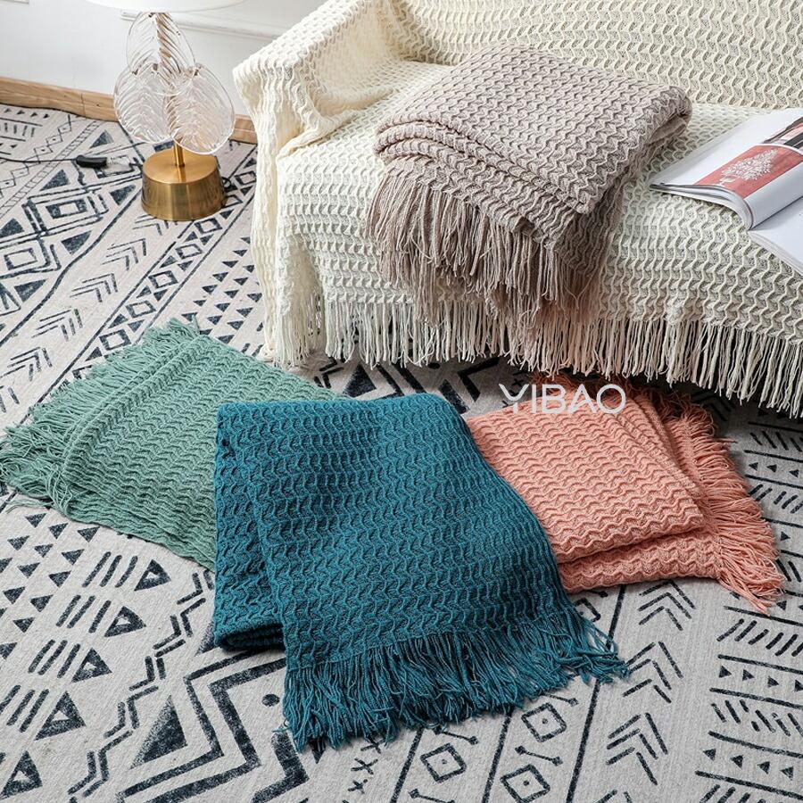 ブランケット シングル 毛布 北欧風 大判 ニットブランケット ふわふわ タッセル付き おしゃれ  冷房対策 肌掛け 膝掛け  フリンジ付き 冷え対策 お昼寝 もうふ |  | 13