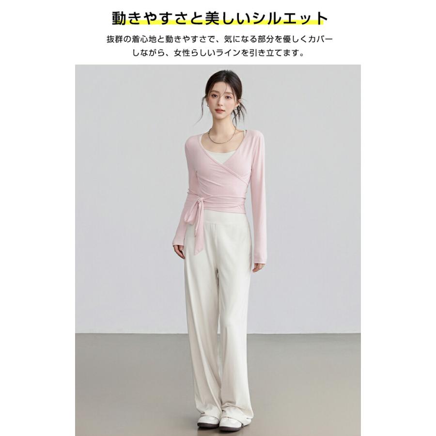 ヨガウェア トップス 長袖 レディース カシュクール ラップトップス バレエ Tシャツ Vネック シンプル 無地 おしゃれ 韓国 ピラティスウェア フィットネスウェア |  | 03