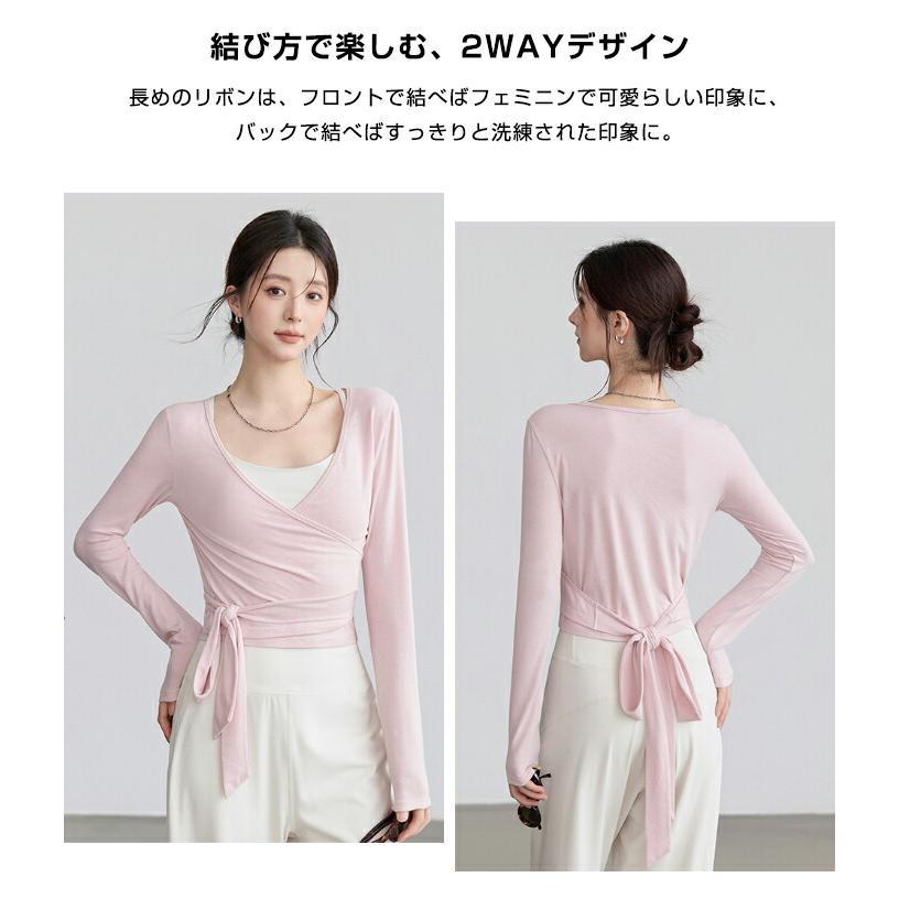 ヨガウェア トップス 長袖 レディース カシュクール ラップトップス バレエ Tシャツ Vネック シンプル 無地 おしゃれ 韓国 ピラティスウェア フィットネスウェア |  | 06