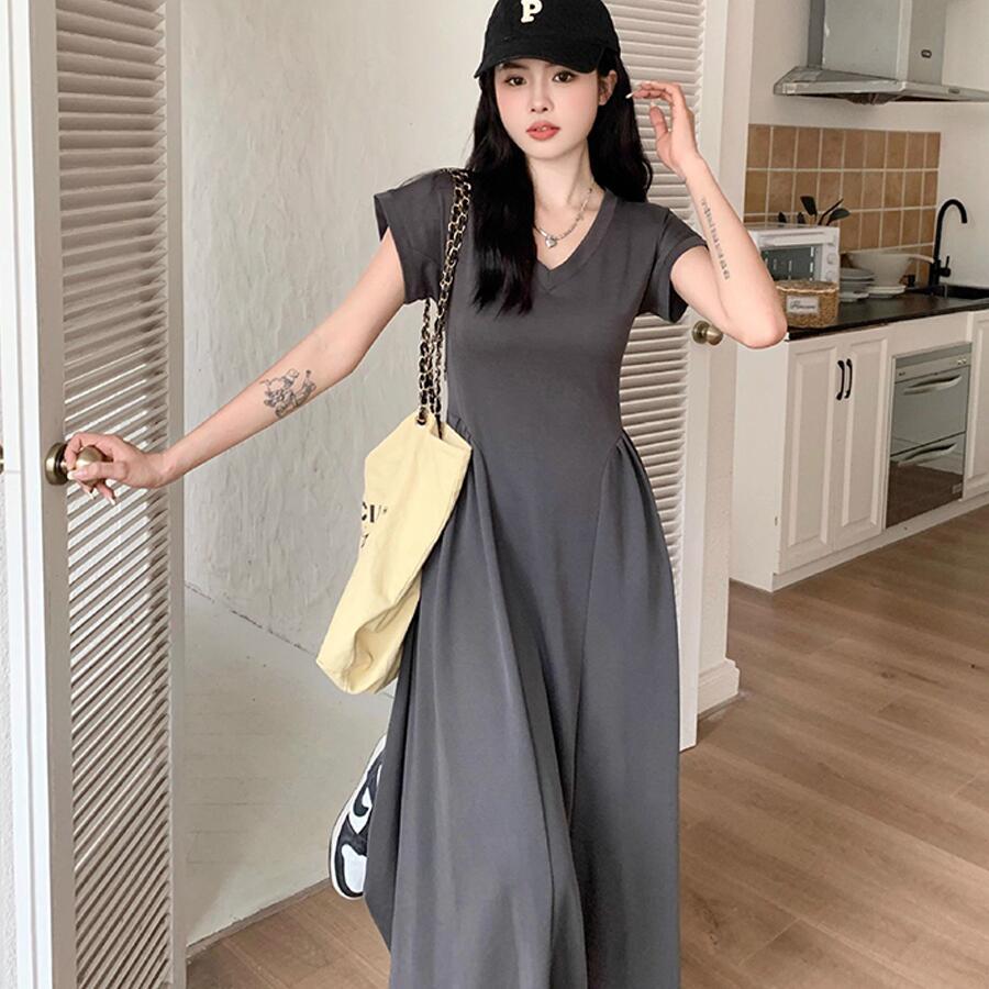 半袖ワンピース レディース ロングワンピース Aラインワンピース 夏 春