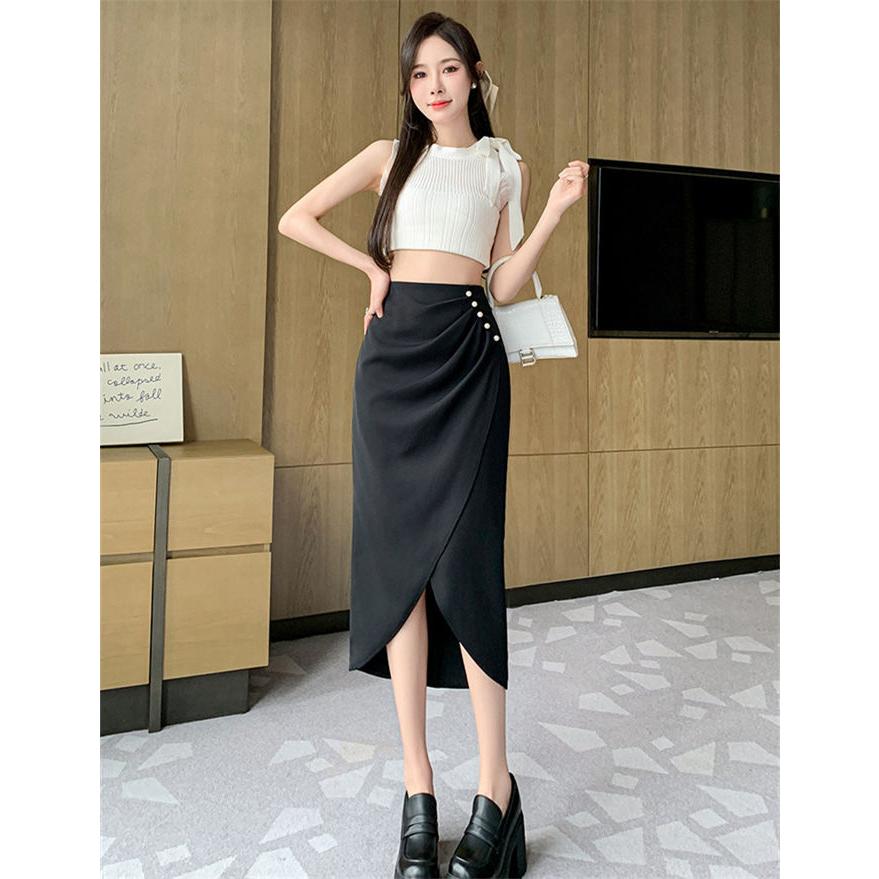 PLEATS PLEASEロングスカート　スリットあり PLEATS PLEASE（プリーツプリーズ）ロング・マキシ丈スカート グレー