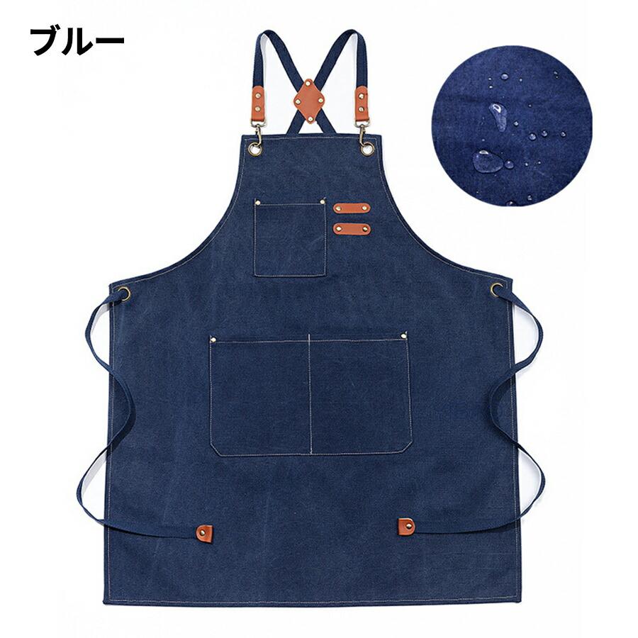 コットキンャンバス エプロン おしゃれ前掛け帆布  防水 カフェエプロン 男女兼用 X型 家庭用 厨房美容師 ガーデニング シェフ バー エプロン メンズエプロン |  | 05