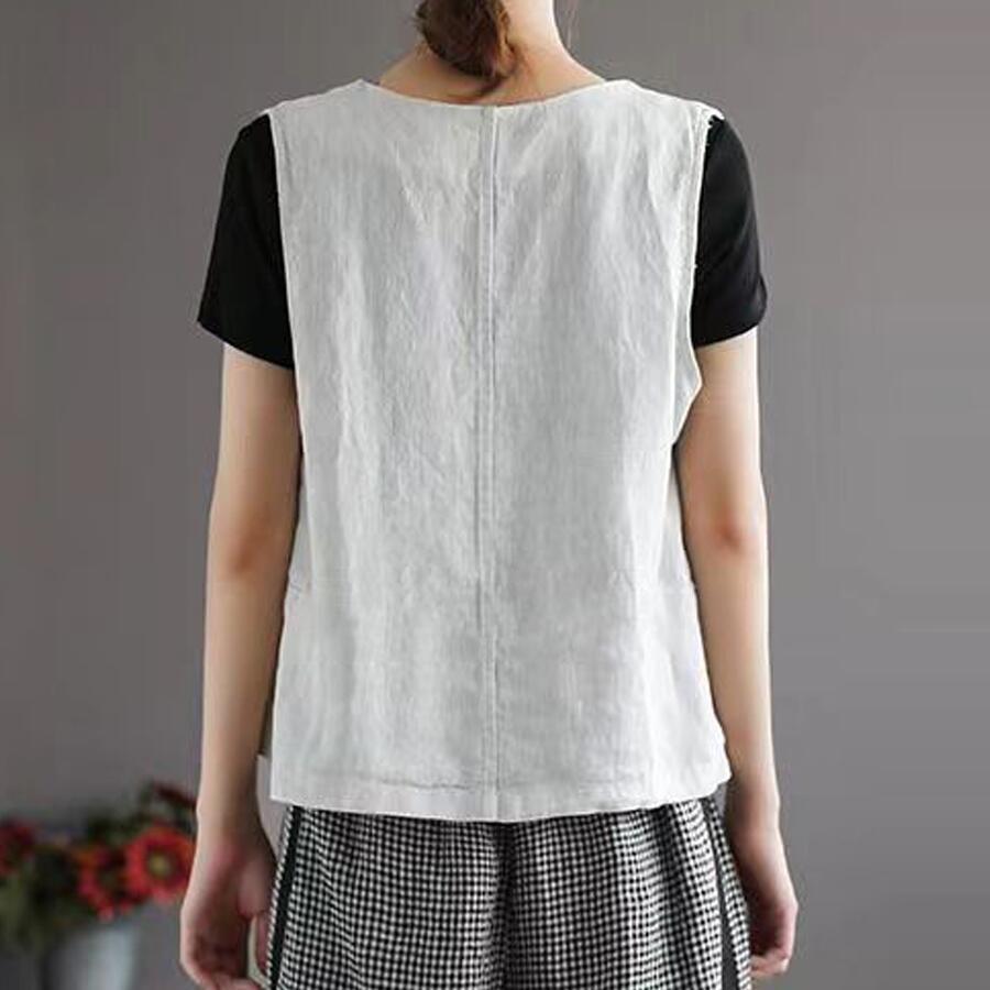 ベスト レディース 夏ジレ 前開き 綿麻風 薄手 綿麻ベスト 夏 ノースリーブ リネン カジュアルベスト Vネック トップス ジレベスト 羽織り 袖なし 大きいサイズ |  | 14