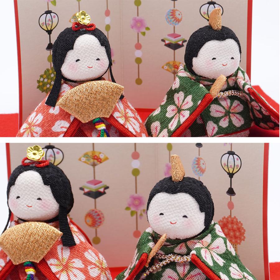 リュウコドウ（龍虎堂）ぽてりひな２人（桜）はんなり屏風付　和雑貨/雛人形/ひな人形/雛祭り/お雛様/コンパクト/置物/ちりめん | リュウコドウ | 02