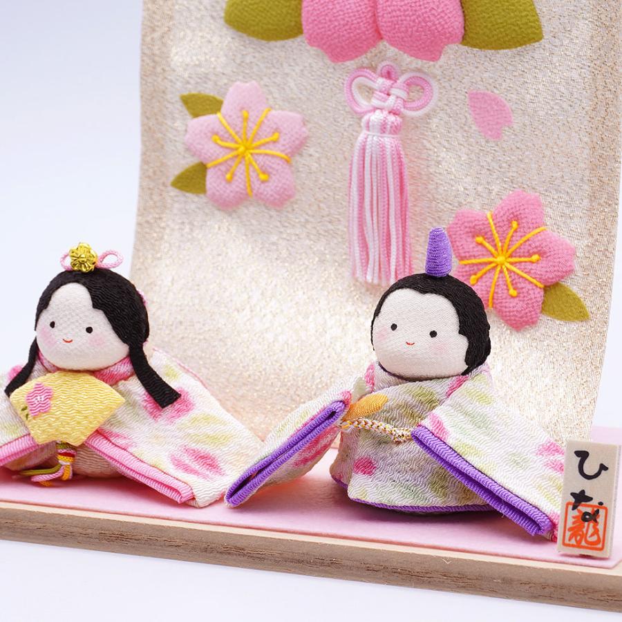 リュウコドウ（龍虎堂）ぽてりひな２人（麻の葉）桜几帳付　和雑貨/雛人形/ひな人形/雛祭り/お雛様/コンパクト/置物/ちりめん/親王飾り | リュウコドウ | 02