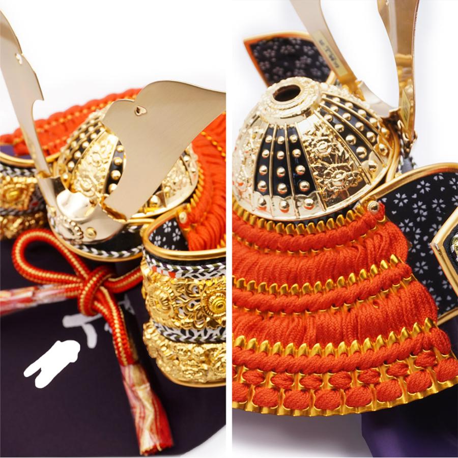 久月作 5号 金小札赤糸縅ノ兜 遠山松二曲屏風収納台飾り 五月人形/端午の節句/子供の日/男の子/コンパクト/人形の久月/家紋 | 久月 | 06