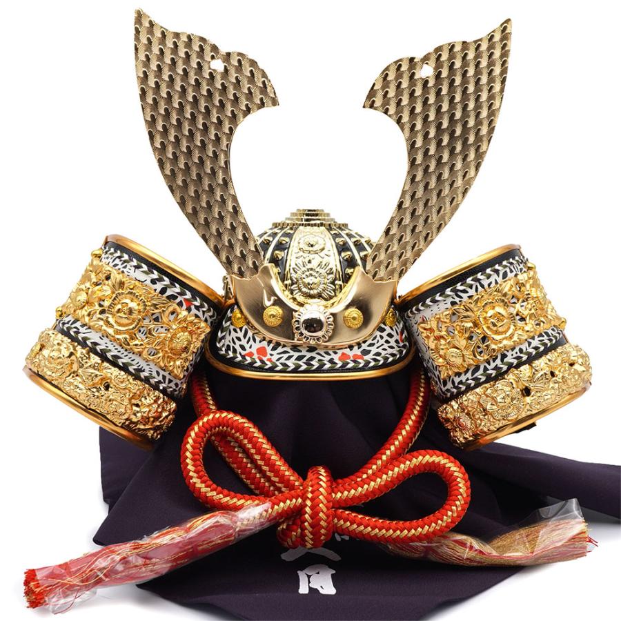 久月作 8号 光武兜 松に月二曲屏風針桐収納台飾り 五月人形/端午の節句/子供の日/男の子/コンパクト/家紋/人形の久月 | 久月 | 05