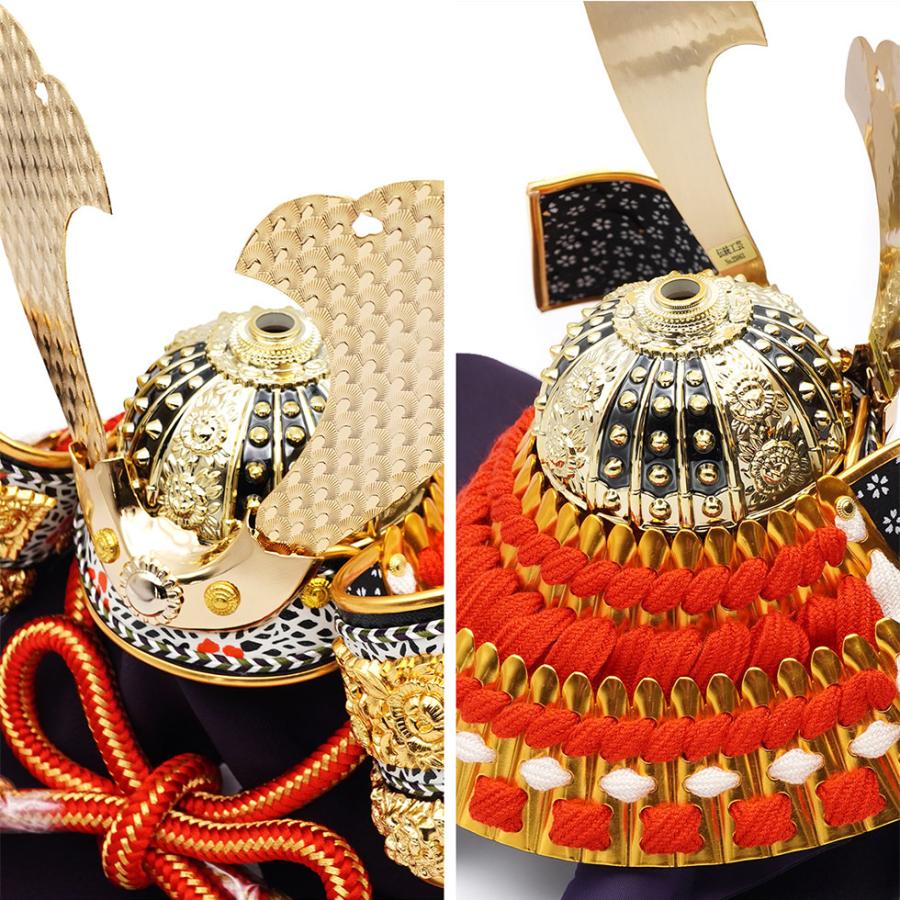 久月作 8号 光武兜 松に月二曲屏風針桐収納台飾り 五月人形/端午の節句/子供の日/男の子/コンパクト/家紋/人形の久月 | 久月 | 06