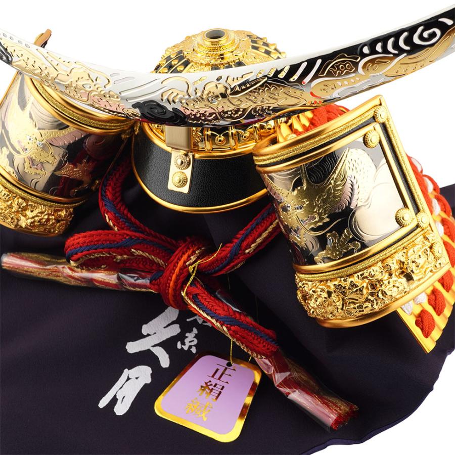 久月作 8号 朱赤糸縅伊達政宗公ノ彫金兜 五重塔二曲屏風収納台飾り 五月人形/端午の節句/子供の日/男の子/コンパクト/人形の久月/家紋 | 久月 | 06