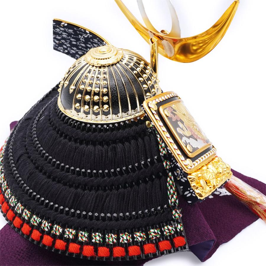 久月作 9号 黒糸縅上杉謙信公ノ彫金兜 五重塔二曲屏風収納台飾り 五月人形/端午の節句/子供の日/男の子/コンパクト/人形の久月/家紋 | 久月 | 07