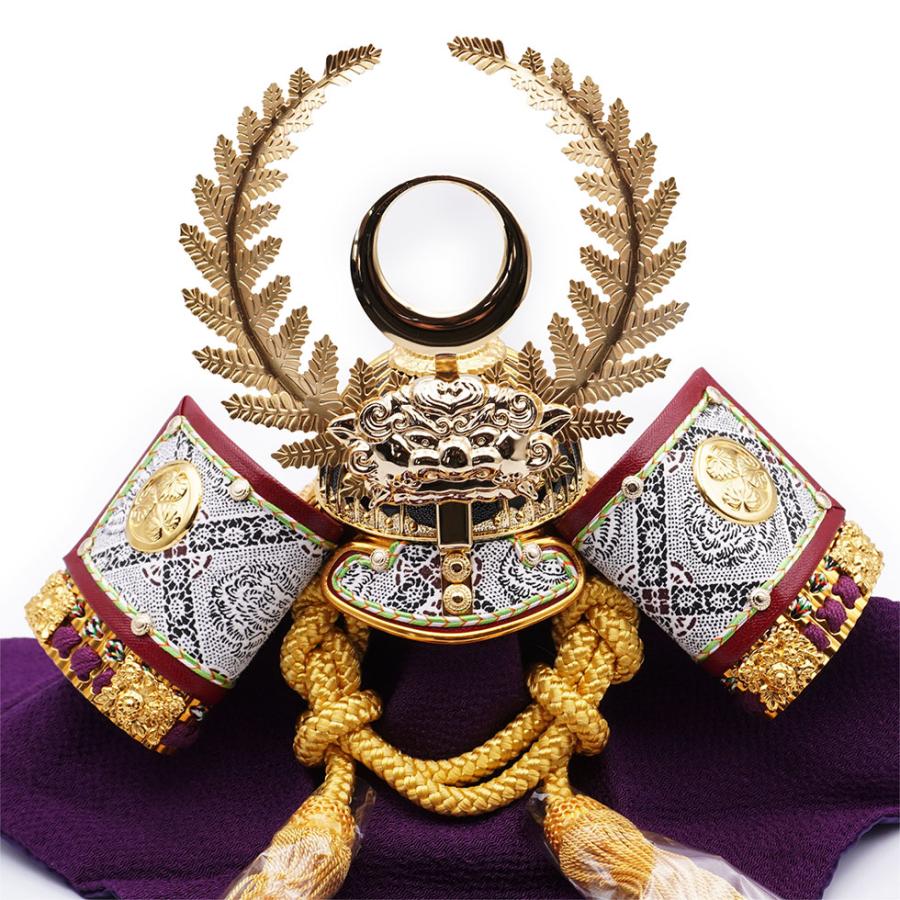 久月作 8号 正絹緋縅 徳川家康ノ兜 緑松二曲屏風総檜収納台飾り 1106 五月人形/端午の節句/子供の日/男の子/コンパクト/家紋/人形の久月 | 久月 | 05