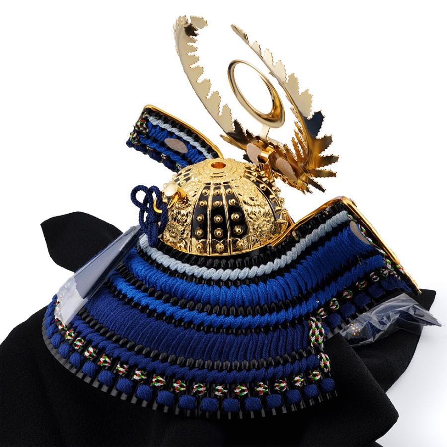 久月作 9号 紺水色段縅徳川家康公の兜 黒松屏風・モカ収納台飾り 五月人形/端午の節句/子供の日/男の子/コンパクト/人形の久月/家紋 | 久月 | 07