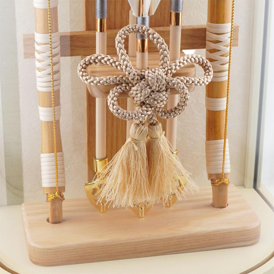 【送料無料】久月作 破魔弓飾り 9号 翠雲 円柱アクリルケース入り ライムベージュ系　正月飾り/男の子/男児/お祝い/節句/コンパクト/初正月 | 久月 | 05