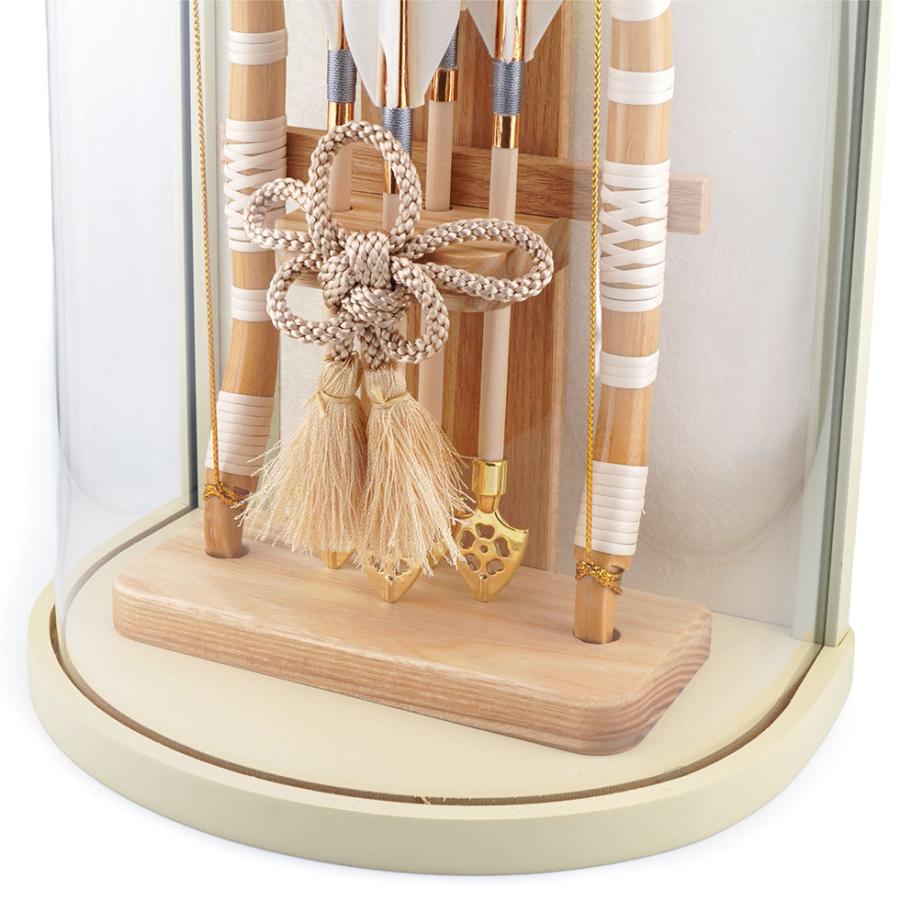 【送料無料】久月作 破魔弓飾り 9号 翠雲 円柱アクリルケース入り ライムベージュ系　正月飾り/男の子/男児/お祝い/節句/コンパクト/初正月 | 久月 | 08