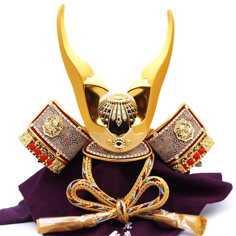 久月作 8号 金小札正絹赤糸縅貫前兜 市松柄二曲屏風平飾りセット 五月人形/端午の節句/子供の日/男の子/コンパクト/人形の久月 | 久月 | 04