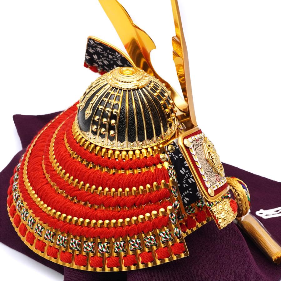 久月作 8号 金小札正絹赤糸縅貫前兜 市松柄二曲屏風平飾りセット 五月人形/端午の節句/子供の日/男の子/コンパクト/人形の久月 | 久月 | 06