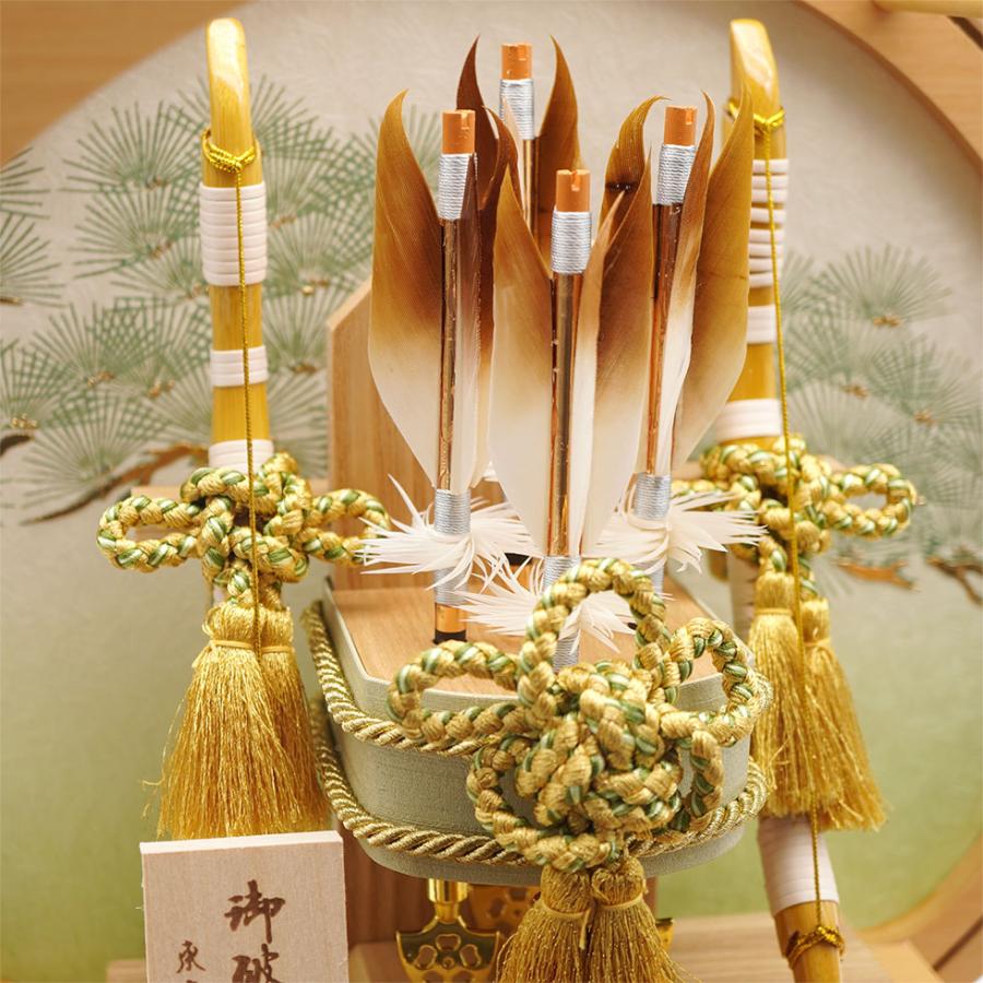 【送料無料】久月作 破魔弓飾り 10号 若緑 円形アクリルケース入り　正月飾り/男の子/男児/お祝い/節句/コンパクト/10号 | 久月 | 06