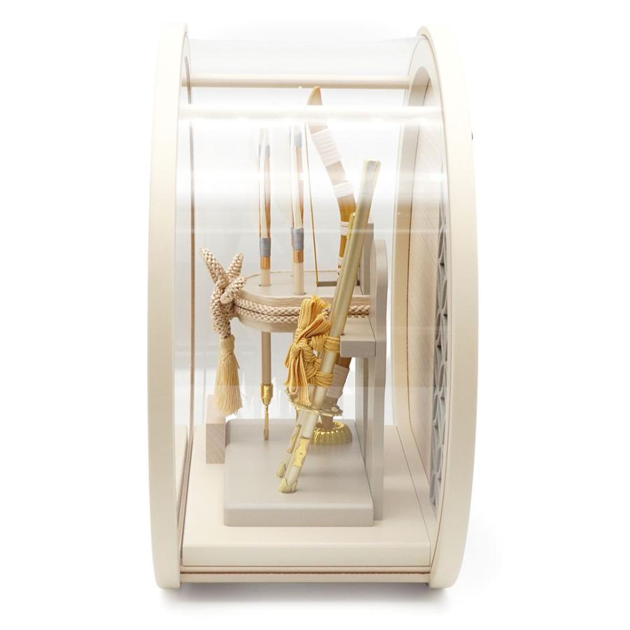 【送料無料】久月作 破魔弓飾り 10号 想斗 円形アクリルケース入り ライトベージュ　正月飾り/男の子/男児/お祝い/節句/コンパクト/初正月 | 久月 | 07