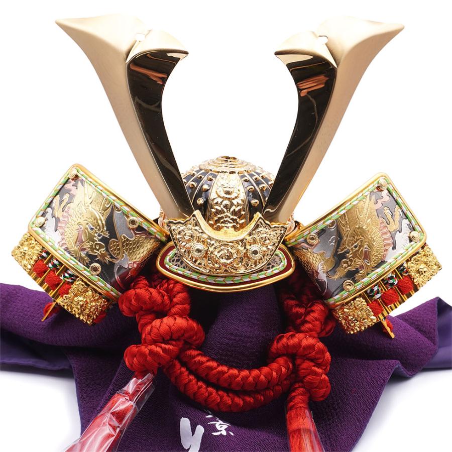 久月作 8号 正絹赤中白縅彫金兜 白銀夜桜二曲屏風平飾りセット 五月人形/端午の節句/子供の日/男の子/コンパクト/家紋/人形の久月 | 久月 | 04