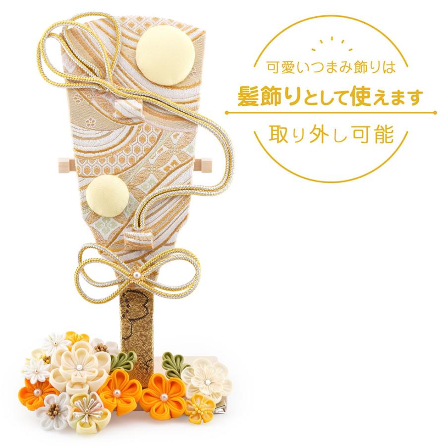 久月 【送料無料】久月作 9号 つまみ羽子板 板立飾り オレンジ 16410-2