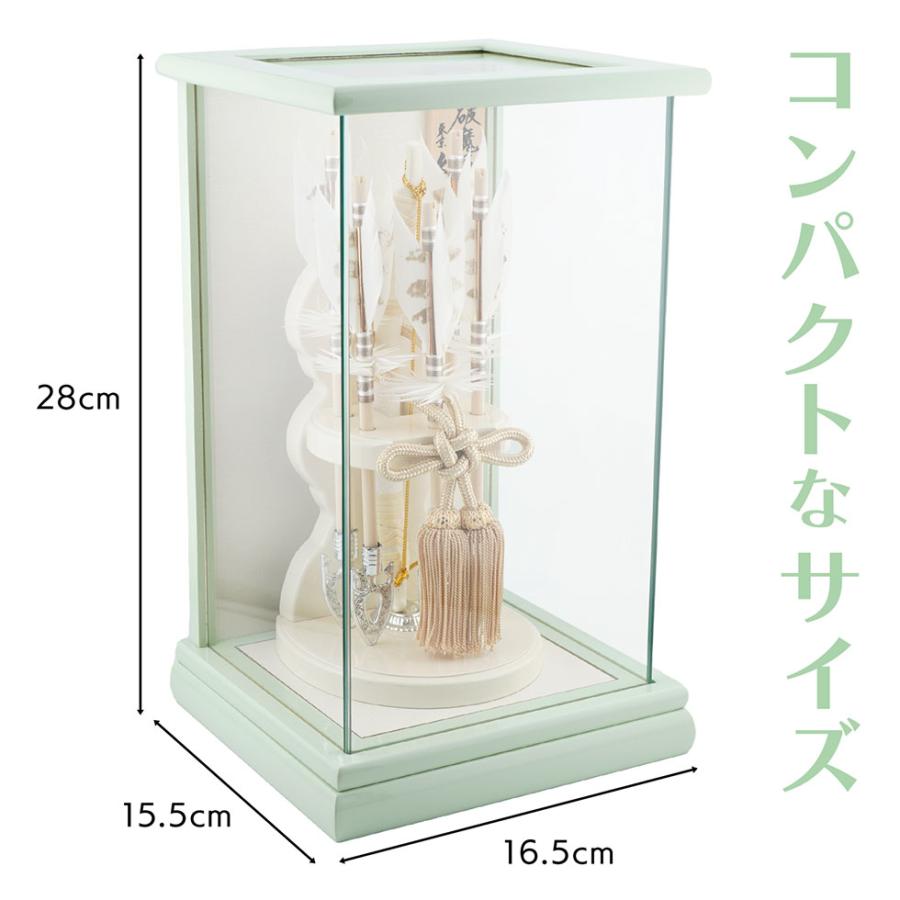 【送料無料】久月作 破魔弓飾り 6号 青葉 パノラマガラスケース入り ミントグリーン系　正月飾り/男の子/男児/お祝い/節句/コンパクト/初正月 | 久月 | 02