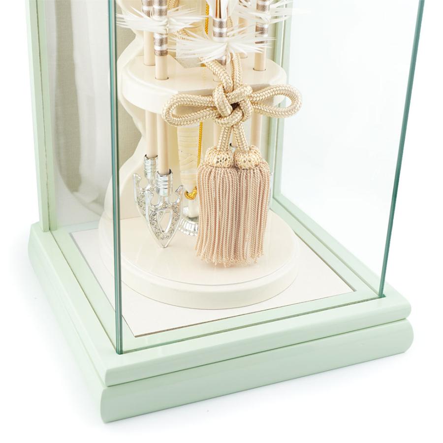 【送料無料】久月作 破魔弓飾り 6号 青葉 パノラマガラスケース入り ミントグリーン系　正月飾り/男の子/男児/お祝い/節句/コンパクト/初正月 | 久月 | 04