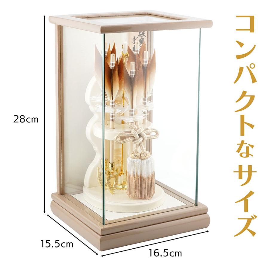 【送料無料】久月作 破魔弓飾り 6号 有楽 パノラマガラスケース入り グレージュ系　正月飾り/男の子/男児/お祝い/節句/コンパクト/初正月 | 久月 | 02