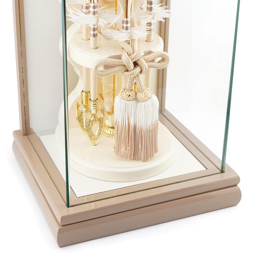 【送料無料】久月作 破魔弓飾り 6号 有楽 パノラマガラスケース入り グレージュ系　正月飾り/男の子/男児/お祝い/節句/コンパクト/初正月 | 久月 | 04