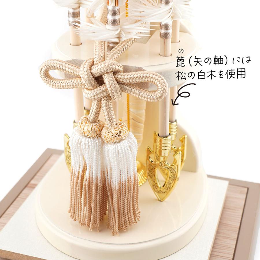 【送料無料】久月作 破魔弓飾り 6号 有楽 パノラマガラスケース入り グレージュ系　正月飾り/男の子/男児/お祝い/節句/コンパクト/初正月 | 久月 | 06