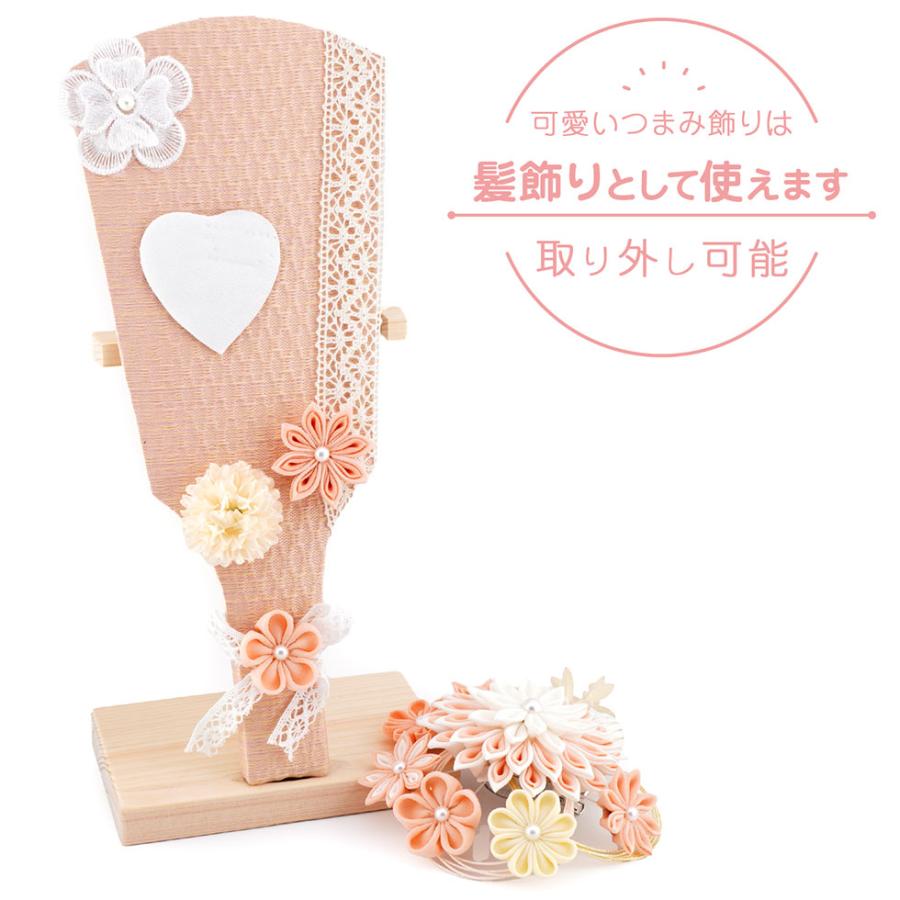 久月 【送料無料】久月作 9号 つまみ羽子板 板立飾り サーモンピンク