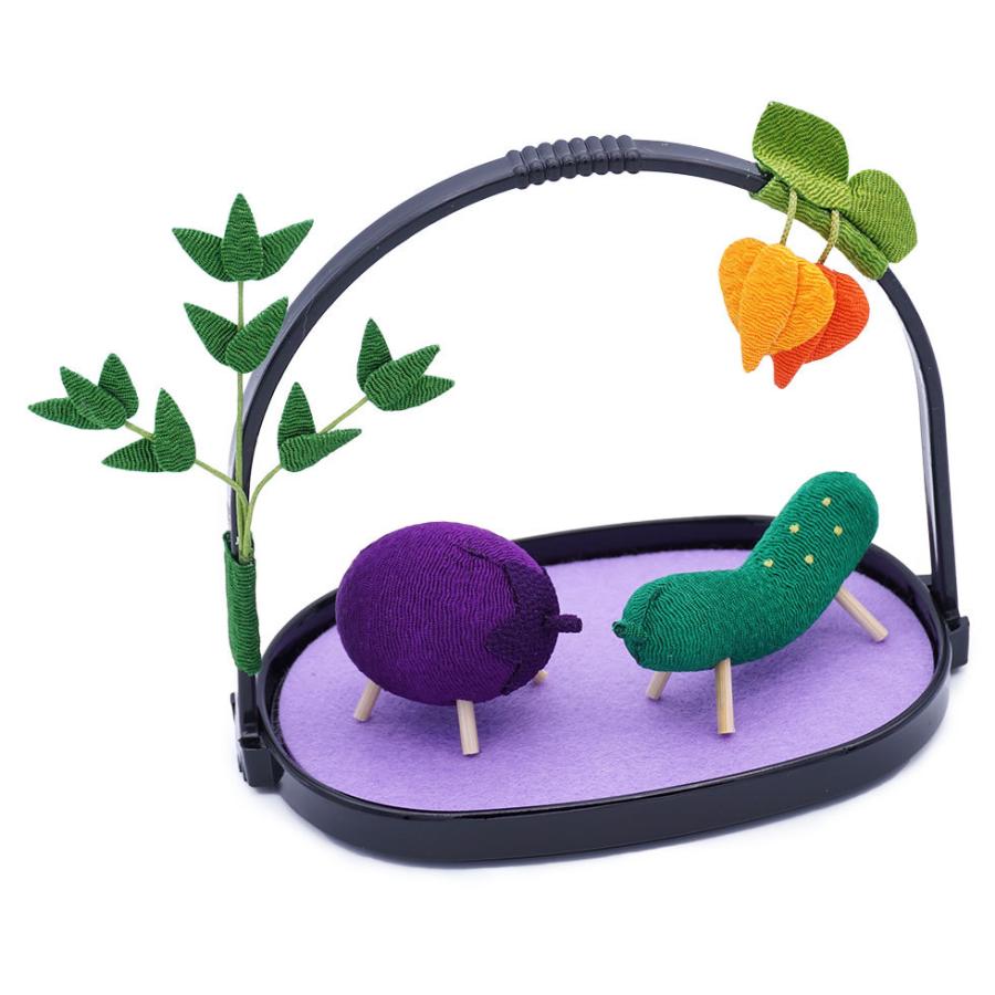 リュウコドウ（龍虎堂）かご入り 精霊馬　盆飾り/和雑貨/コンパクト/置物/ちりめん | リュウコドウ | 01