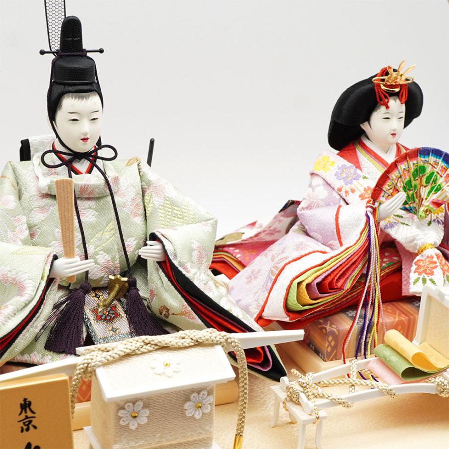 【送料無料】久月作 おひなさま 親王飾り ケース入り　クリアピンク系　雛人形/ひな人形/雛祭り/節句/コンパクト/女の子/人形の久月 | 久月 | 06