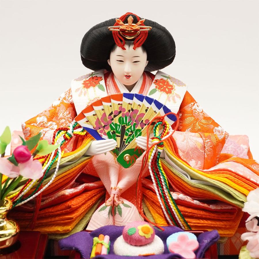 久月作 おひなさま 親王飾り アクリルケース入り　ワインレッド系　雛人形/ひな人形/雛祭り/節句/コンパクト/女の子/人形の久月 |  | 04