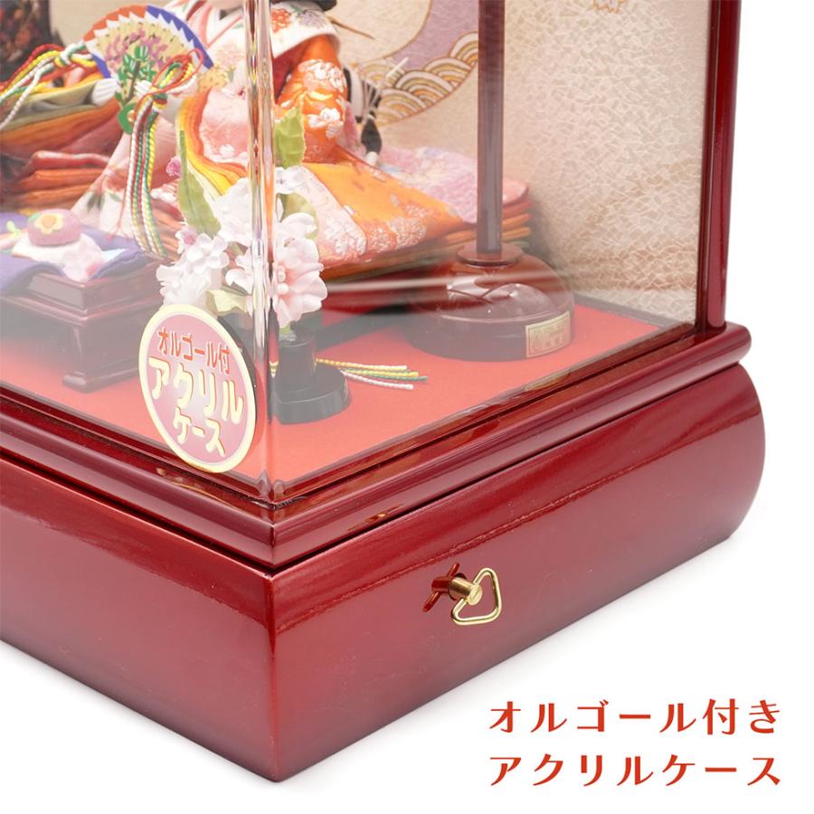 久月作 おひなさま 親王飾り アクリルケース入り　ワインレッド系　雛人形/ひな人形/雛祭り/節句/コンパクト/女の子/人形の久月 |  | 06