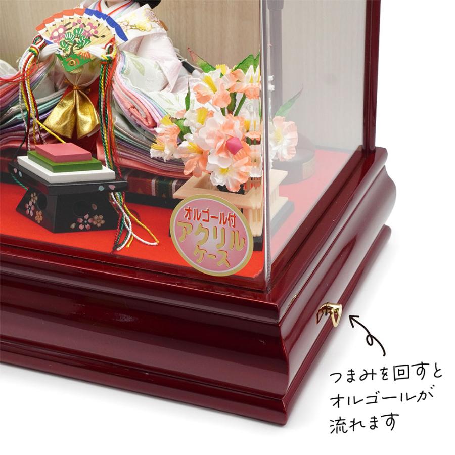 久月作 おひなさま 親王飾り アクリルケース入り　ワインレッド　雛人形/ひな人形/雛祭り/節句/コンパクト/女の子/人形の久月 | 久月 | 08