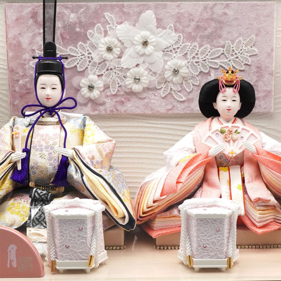 久月作 おひなさま 親王飾り 六角アクリルケース入り　木目アイボリー系　雛人形/ひな人形/雛祭り/節句/コンパクト/女の子/人形の久月 | 久月 | 02