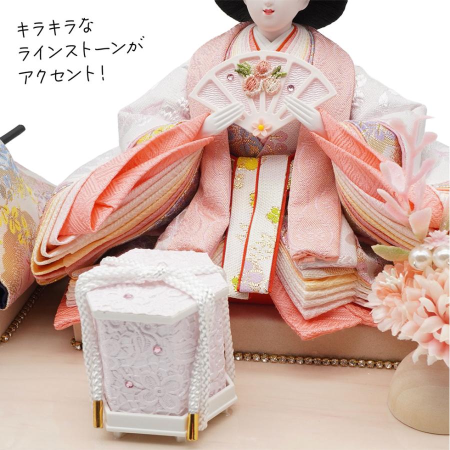 久月作 おひなさま 親王飾り 六角アクリルケース入り　木目アイボリー系　雛人形/ひな人形/雛祭り/節句/コンパクト/女の子/人形の久月 | 久月 | 07