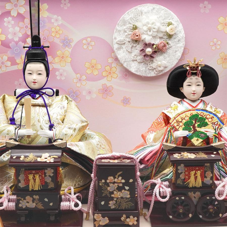 久月作 おひなさま 親王飾り 六角アクリルケース入り　ワインレッド　雛人形/ひな人形/雛祭り/節句/コンパクト/女の子/人形の久月 | 久月 | 02