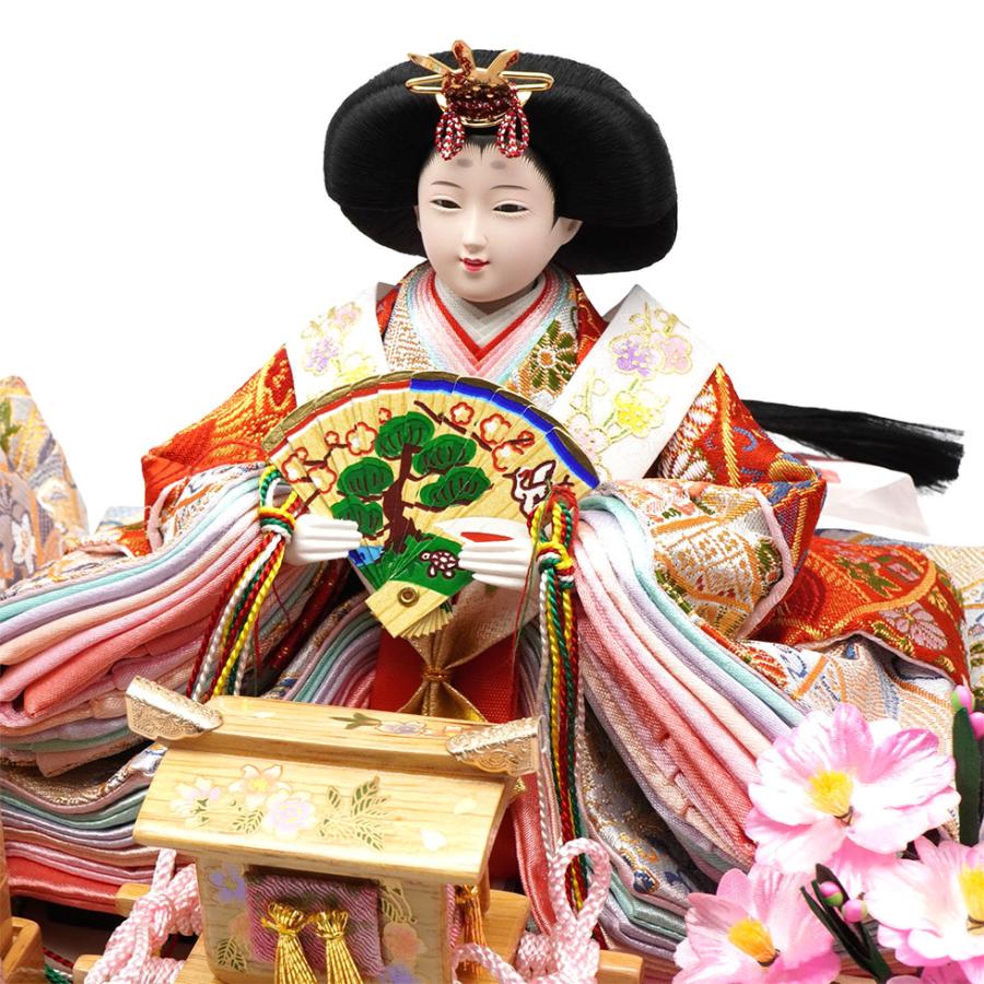 久月作 おひなさま 親王飾り 六角アクリルケース入り　木目 x ピンク系　雛人形/ひな人形/雛祭り/節句/コンパクト/女の子/人形の久月 | 久月 | 05