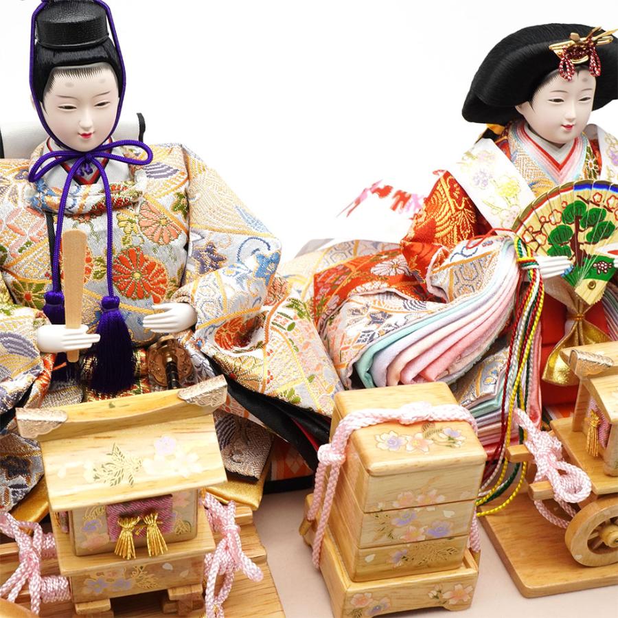 久月作 おひなさま 親王飾り 六角アクリルケース入り　木目 x ピンク系　雛人形/ひな人形/雛祭り/節句/コンパクト/女の子/人形の久月 | 久月 | 06