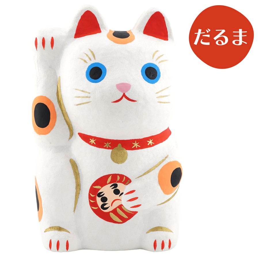 張り子 招き猫（大）　和雑貨/招き猫/ちりめん/民芸品/紙人形/一千乃 |  | 06