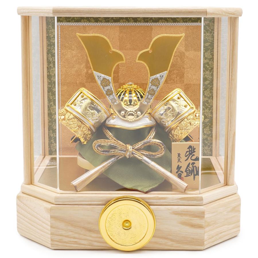 久月 久月作 5号 彫金兜 アクリル六角ケース飾り ナチュラル 五 久月 久月作 5号 彫金兜 アクリル六角ケース飾り ナチュラル 五