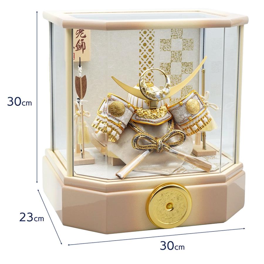 久月作 5号 上杉謙信ノ兜 アクリル六角ケース飾り ベージュ　五月人形/兜飾り/端午の節句/子供の日/コンパクト/男の子/人形の久月 | 久月 | 01