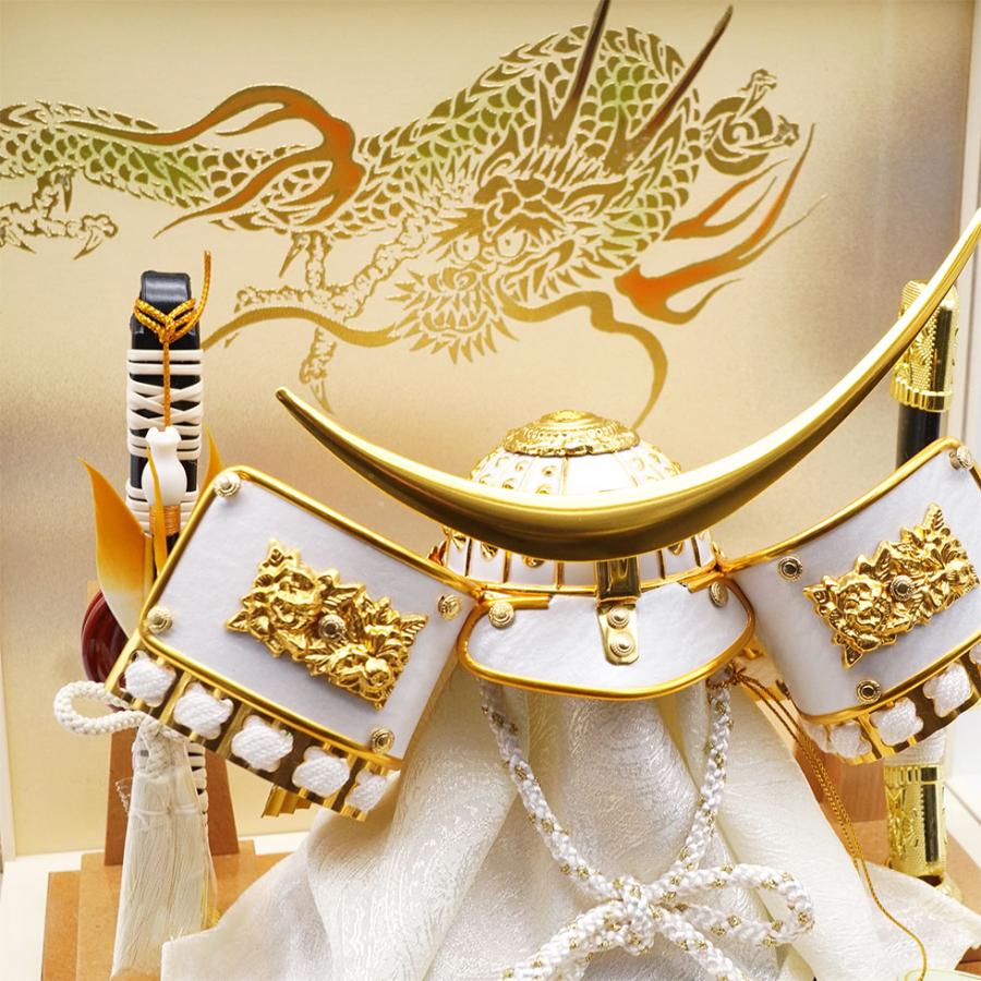 久月 久月作 6号 伊達兜 アクリルケース飾り アイボリー 五月人形/兜