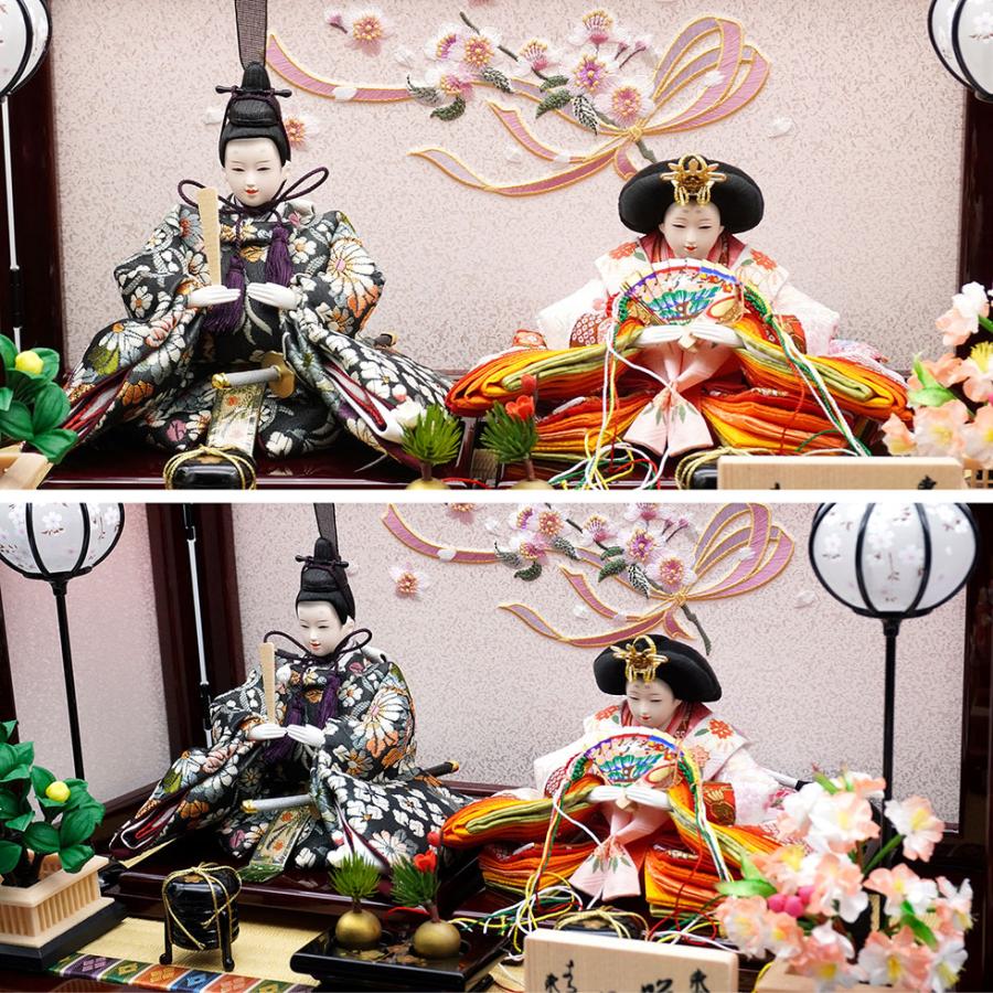 【送料無料】久月作 束帯親王飾り 桜刺繍ワイン塗り収納台セット　雛人形/ひな人形/おひなさま/コンパクト/雛祭り/節句/女の子/人形の久月 | 久月 | 02
