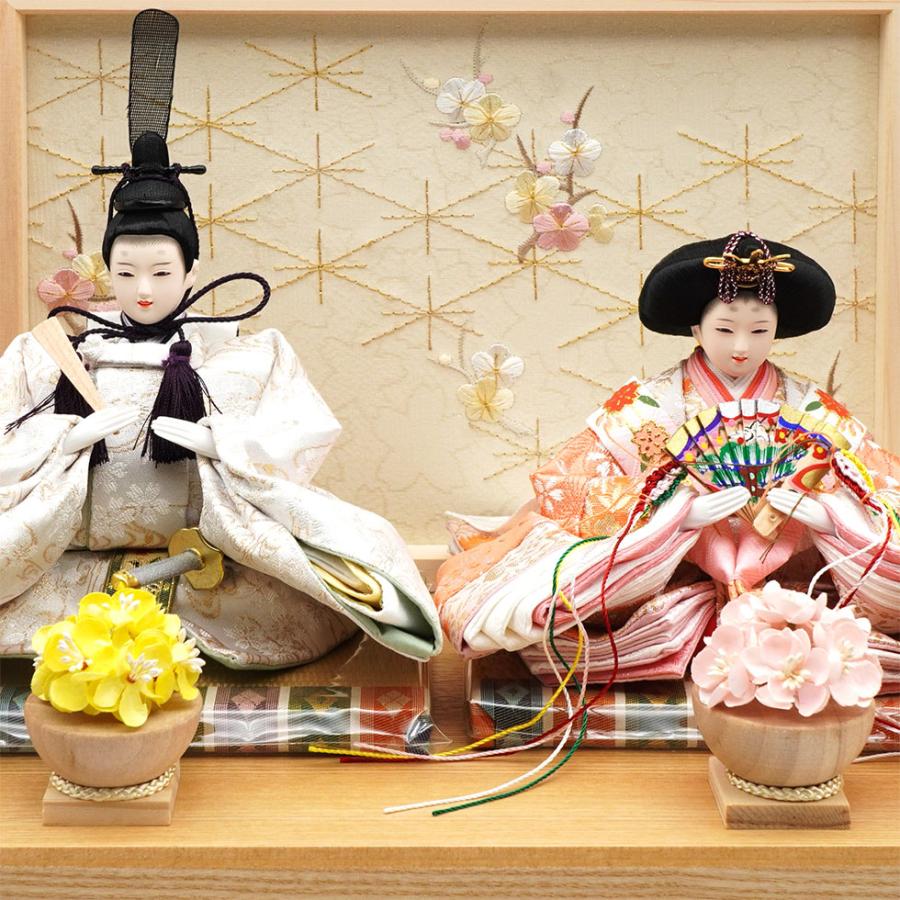 久月作 束帯親王飾り 白木格子枝梅 天然木収納台セット　雛人形/ひな人形/おひなさま/コンパクト/雛祭り/節句/女の子/人形の久月 | 久月 | 02