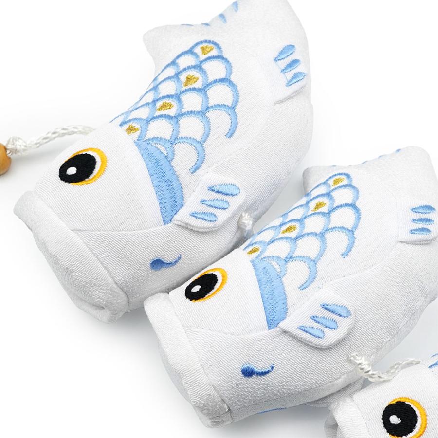 久月 室内用 鯉のぼり 波千鳥白青 ３匹 ちりめん つるし飾り 木製スタンド付きセット 五月人形/端午の節句/コンパクト/男の子/人形の久月 | 久月 | 04