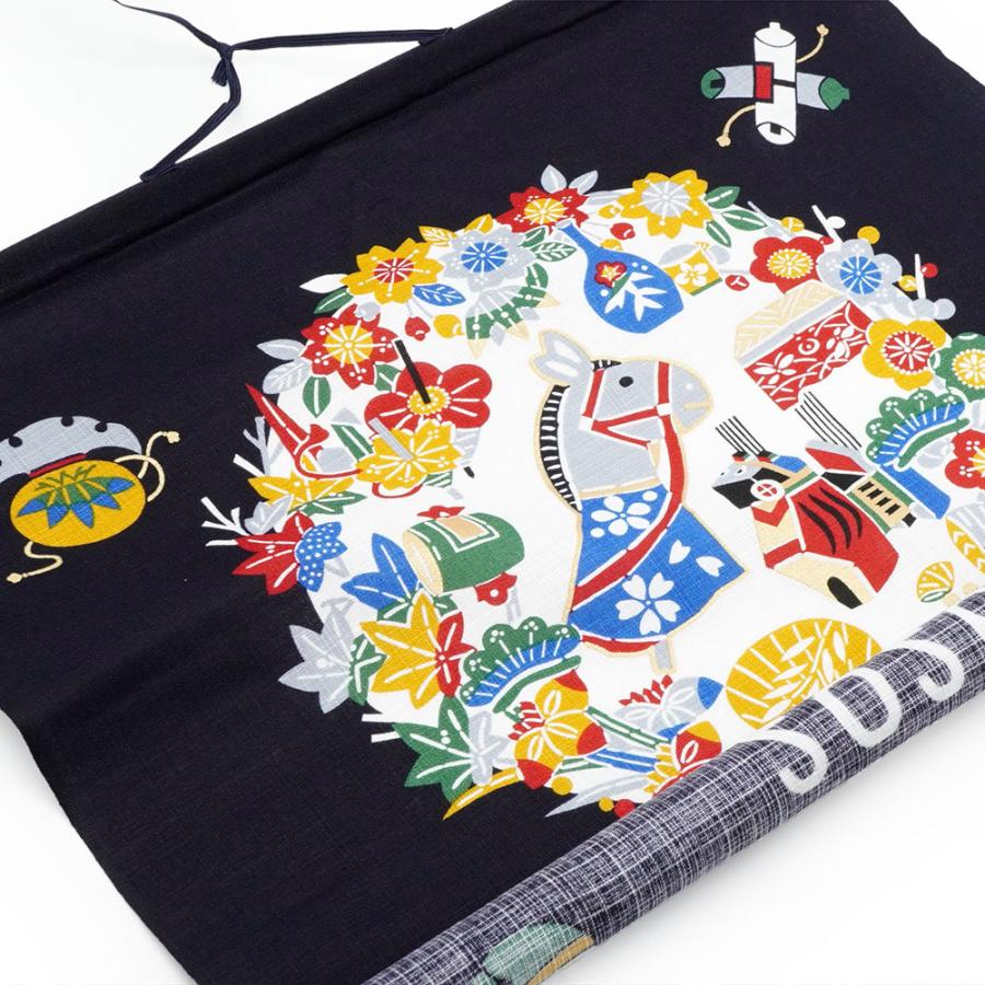 御干支掛軸 十二支 遠州紬 干支 掛軸カレンダー 午年 YJ-1 和雑貨/お正月/干支/午年/令和8